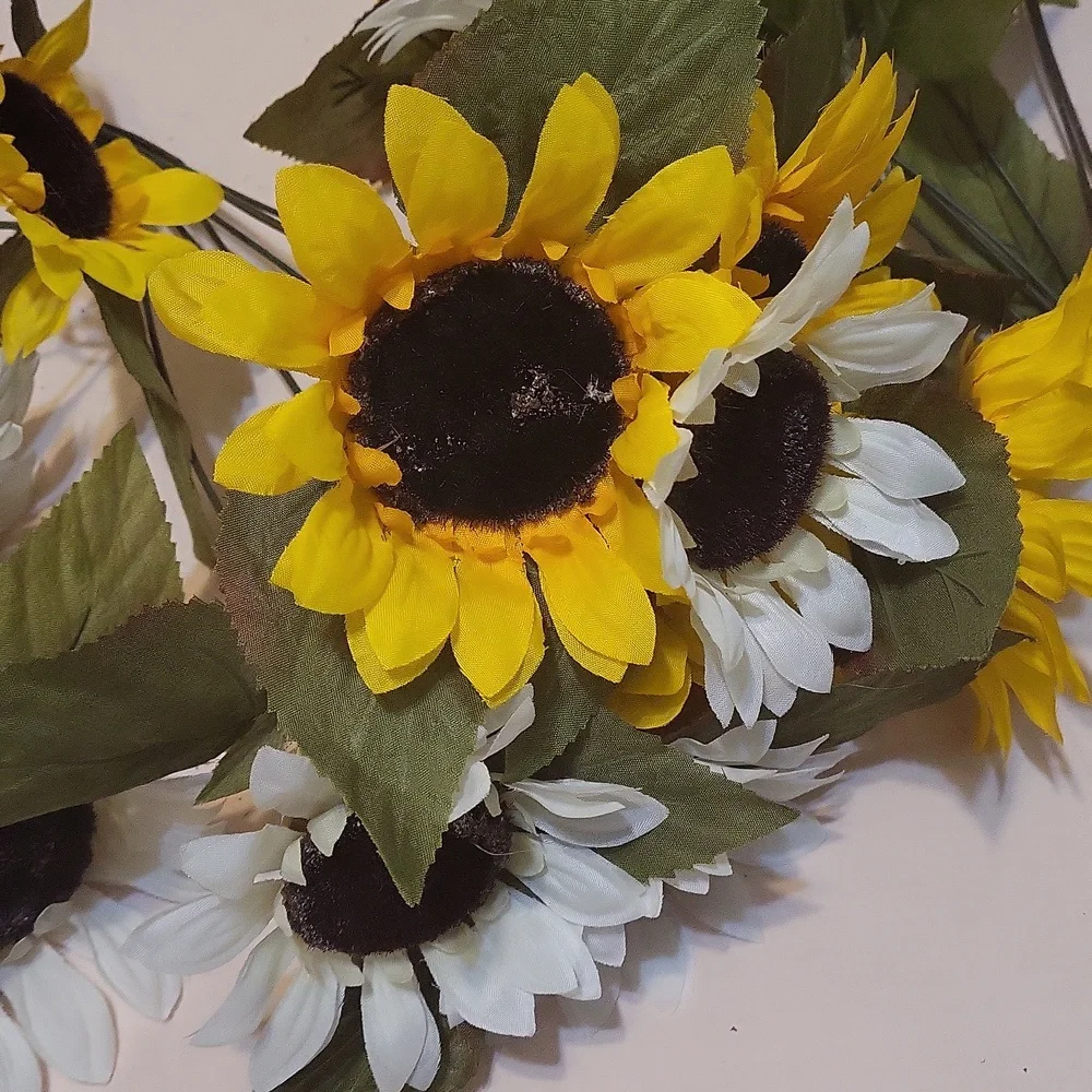 4 Faux Sunflower Bushes